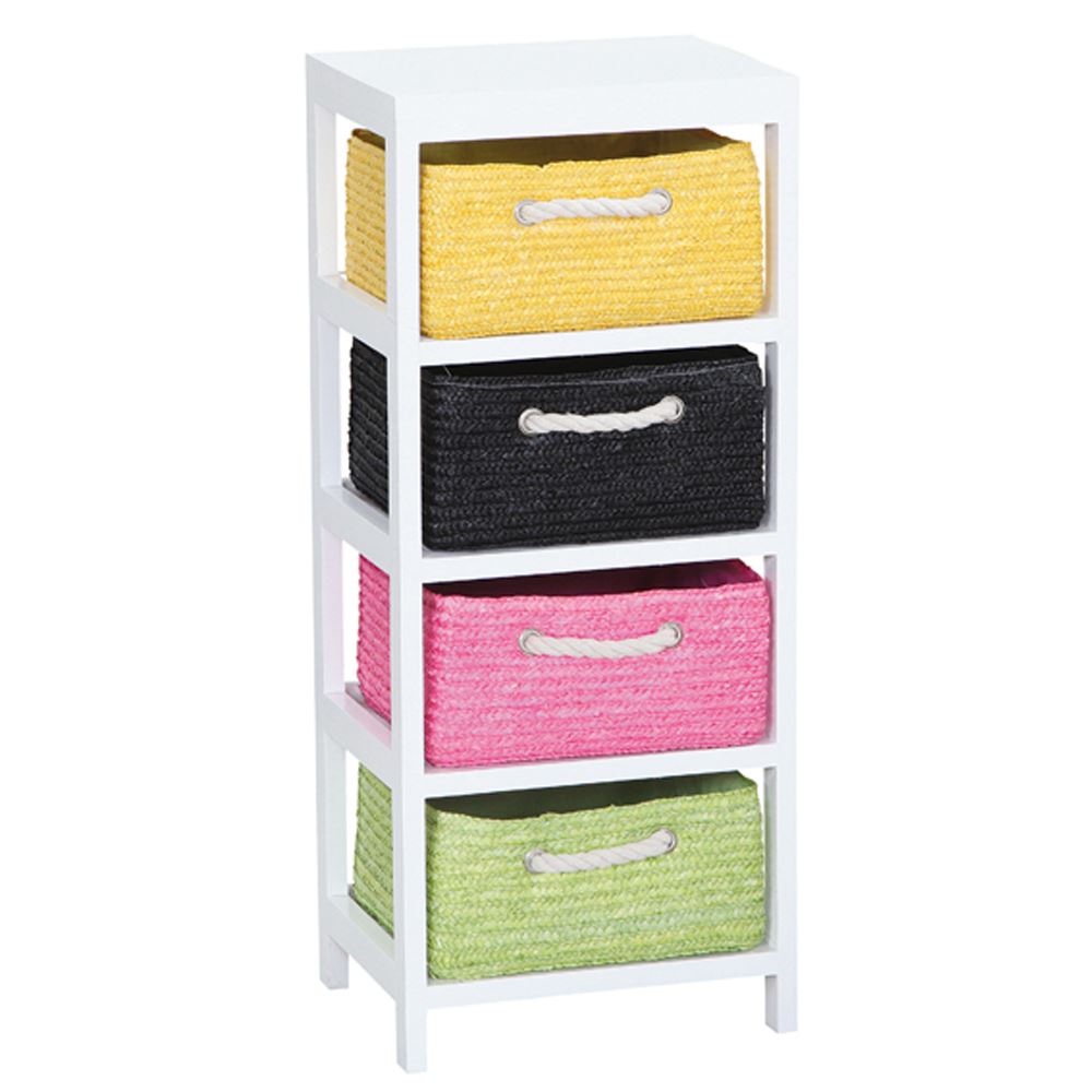 Maize Storage Unit 4 Drawer White Brown MultiColoured Basket Drawers Container eBay