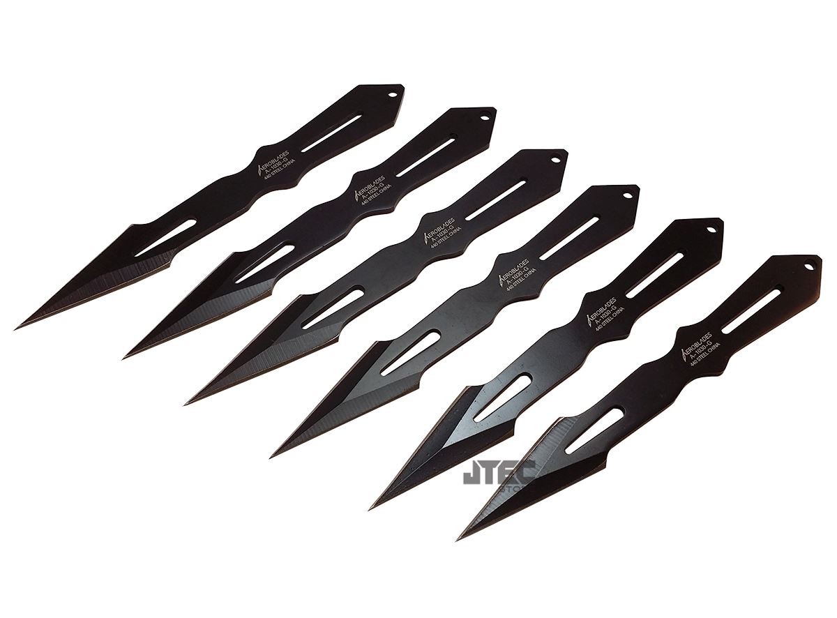 6pc Throwing Knives w/ Wrist Sheath NARUTO KUNAI Black Ninja Knife Set