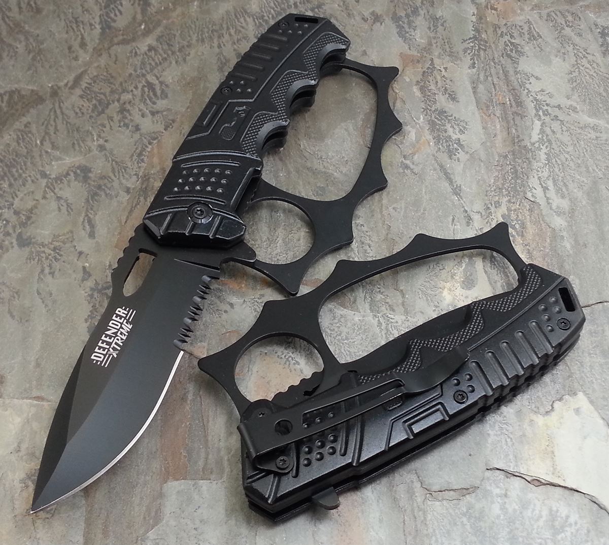 8" Black Spring Assisted Heavy Duty Folding Pocket Knife with Belt Clip