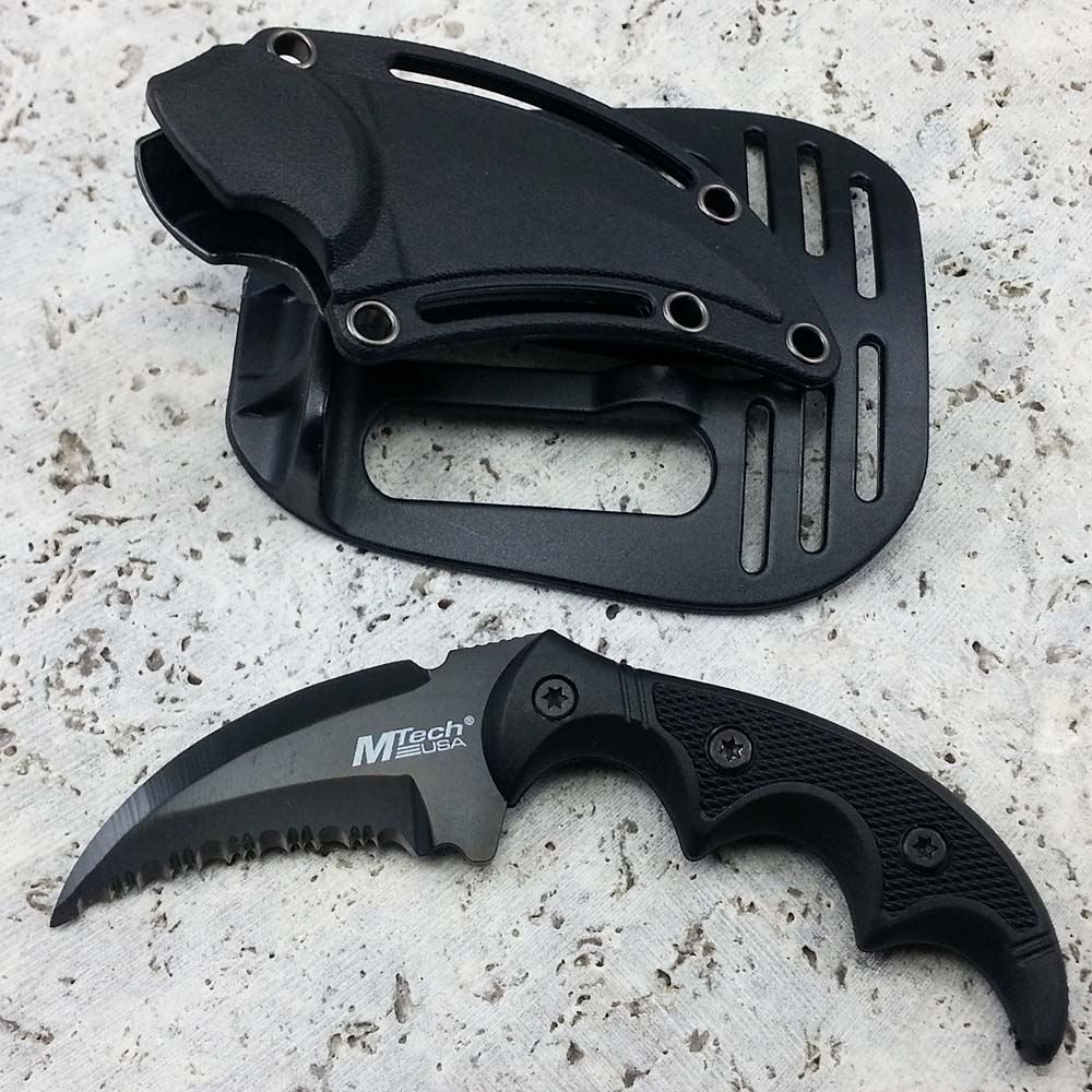 5” Tactical Combat Karambit Hunting Fixed Blade Serrated Knife w/ Sheath Holster