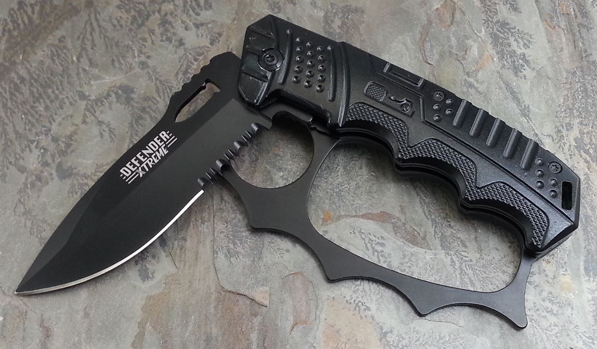 8" Black Spring Assisted Heavy Duty Folding Pocket Knife with Belt Clip