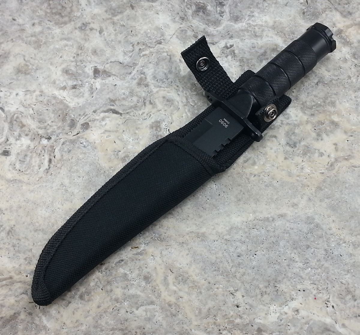 8.5" Heavy Duty Steel Serrated Blade Black Mini Hunting Survival Knife