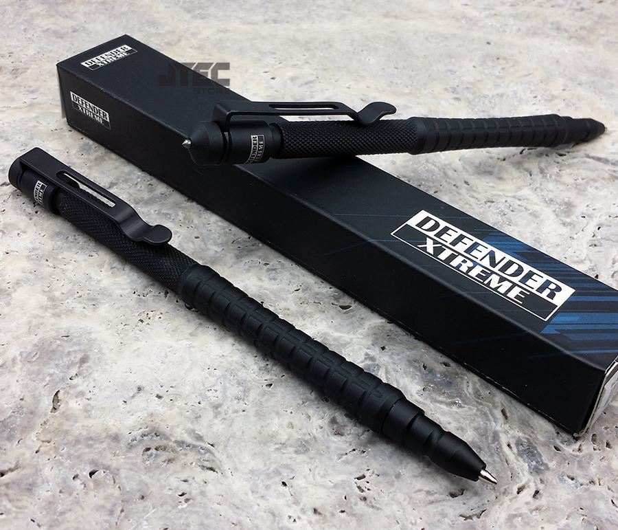 Defender XTREME Black Aluminum SLIM Tactical Pen GLASS BREAKER Self