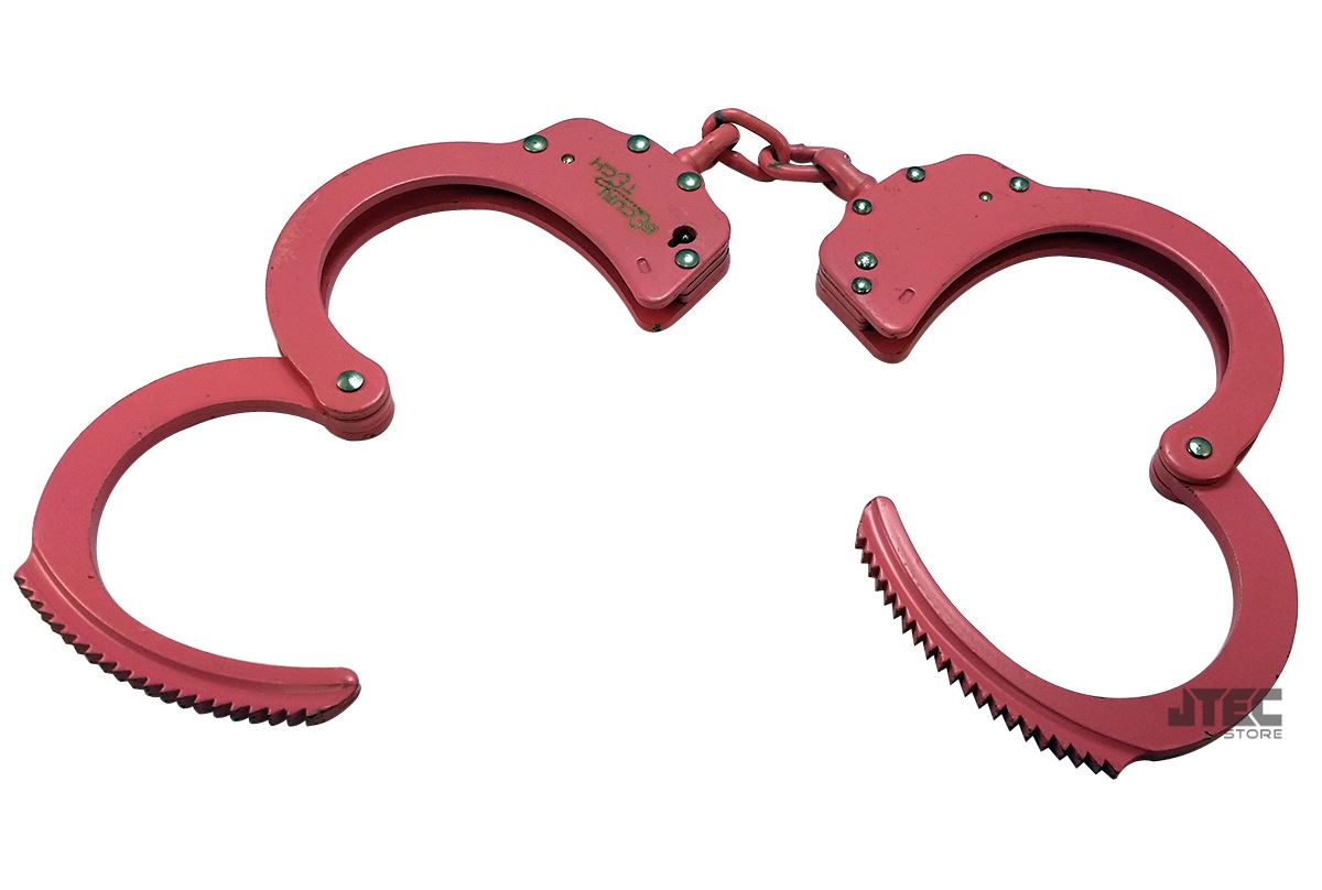 Pink Steel Handcuffs Real Police Double Locking LockCuffs W/ Pouch & 2