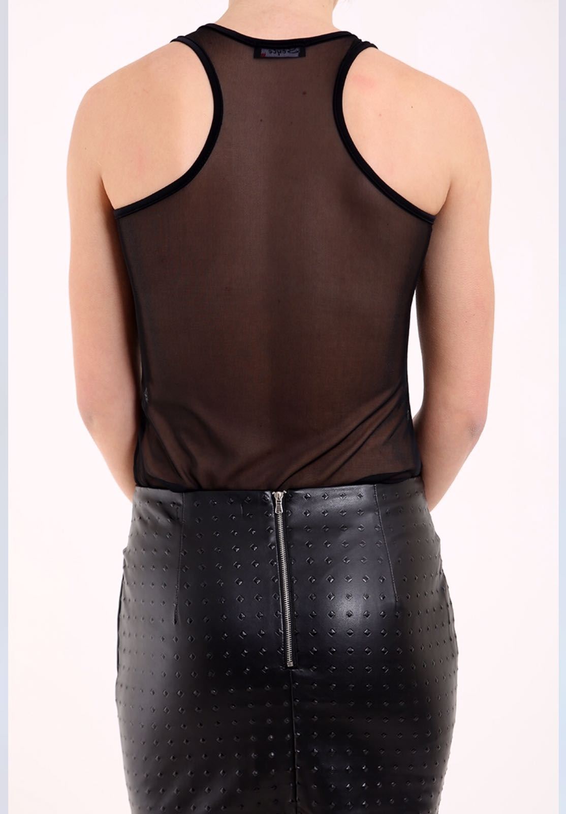 NEW WOMENS MUSCLE RACER BACK SLEEVELESS FULL MESH BODYSUIT LEOTARD SEXY