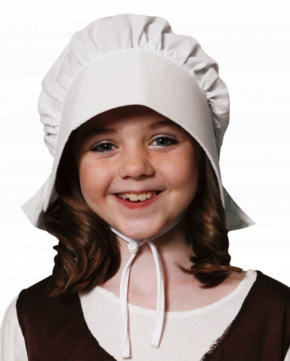 GIRLS FANCY DRESS CHILDS WHITE VICTORIAN HAT PLAY MAID MOP HAT