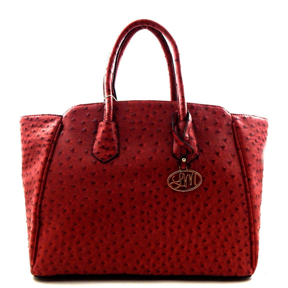 5 Colors Ostrich Skin Print Faux Leather Oversized Shopper Tote Bag