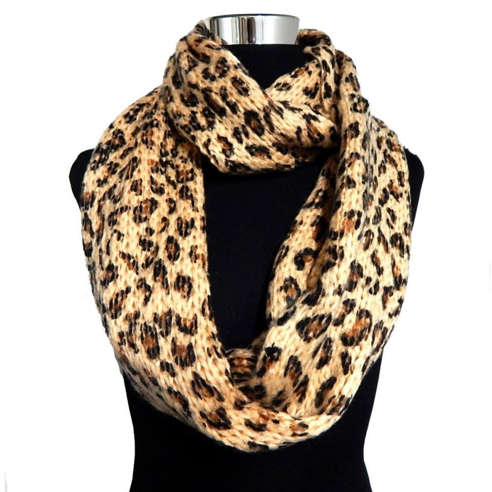 [5 COLORS]Acrylic Warm Thick Knitted Leopard Print Infinity Scarf eBay