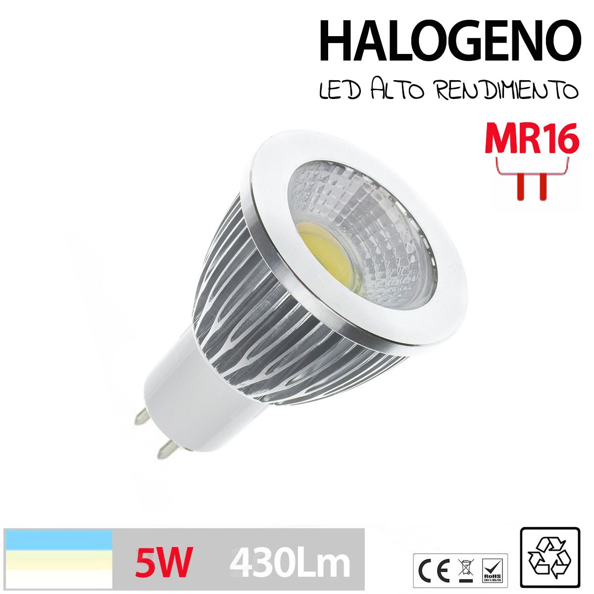 Lampada LED Wiva Spot MR16 5W 4000K - Luce Fredda, Colore Argento, Per Illuminazione Interna - Foto 11
