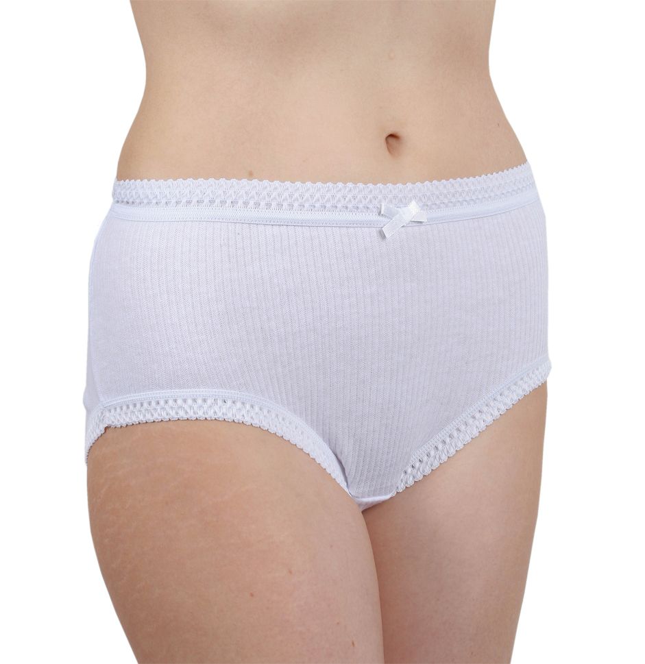 12 Pack Of Womens/Ladies Underwear 1x1 Ribbed Full Size Briefs 100