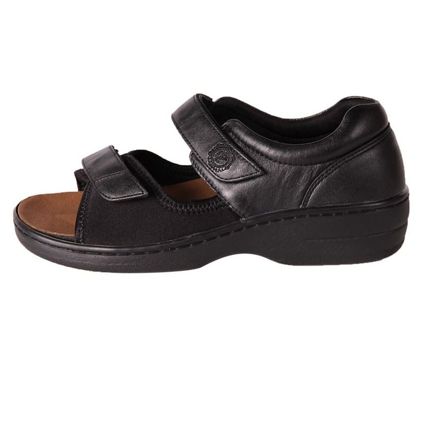 New Pure Comfort Women's Leather Neoprene Wide Orthotic Friendly Sandal Peru Blk | eBay