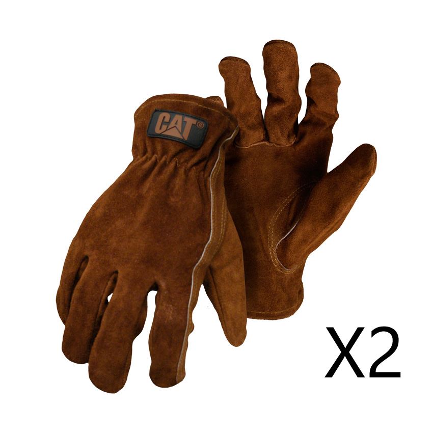 New Caterpillar CAT Men's Leather Suede Work Safety Glove Rigger 2 Pair