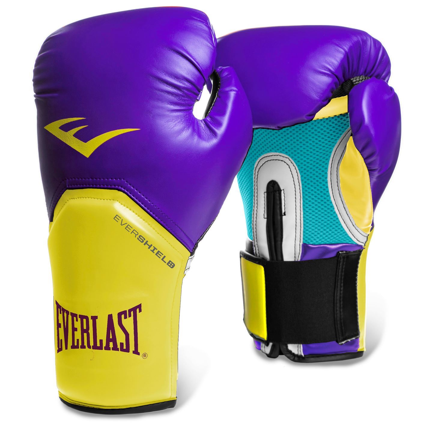 Everlast Elite Boxing Training Gloves Purple/Yellow MMA Muai Thai Gym
