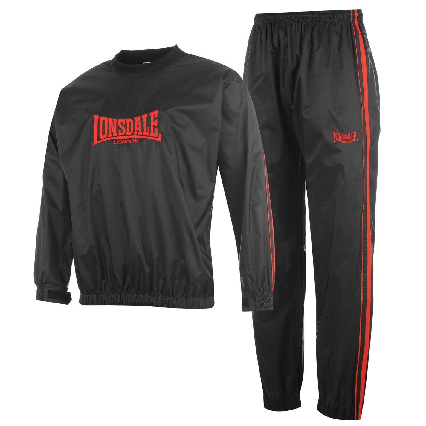 Lonsdale Heavyweight Sauna Sweat Suit Mens Black Boxing Training Gym