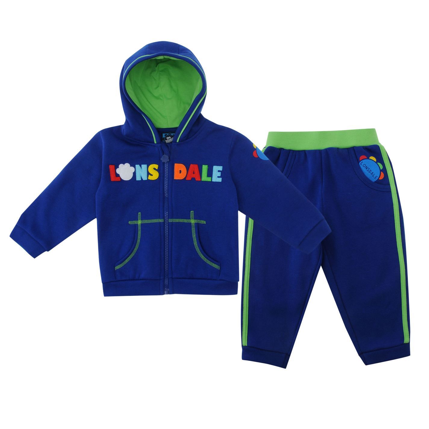Lonsdale 2 Piece Tracksuit Set Baby Infants Boys Deep Blue Track