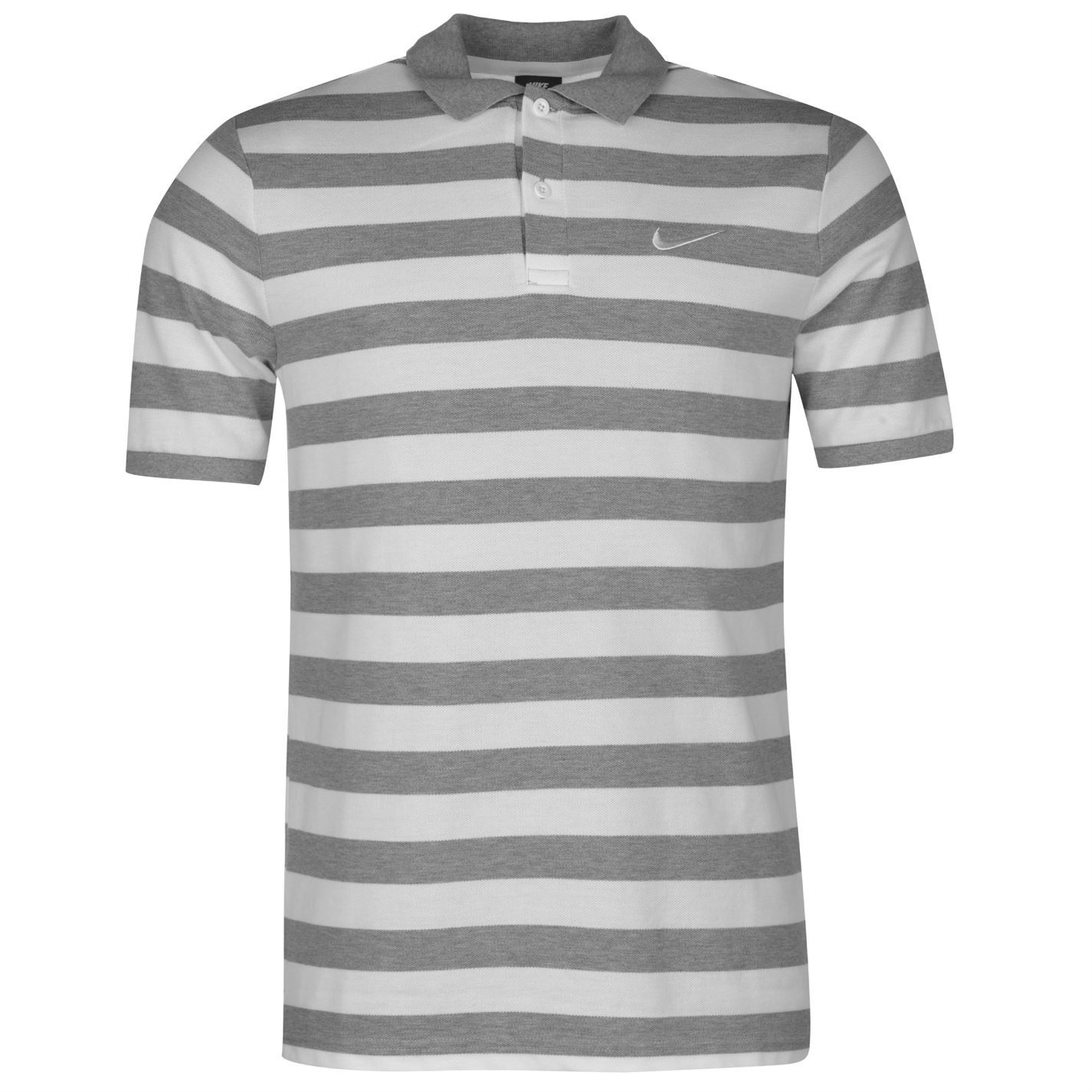 Nike Stripe Golf Polo Shirt Mens Grey/White Top TShirt Tee eBay