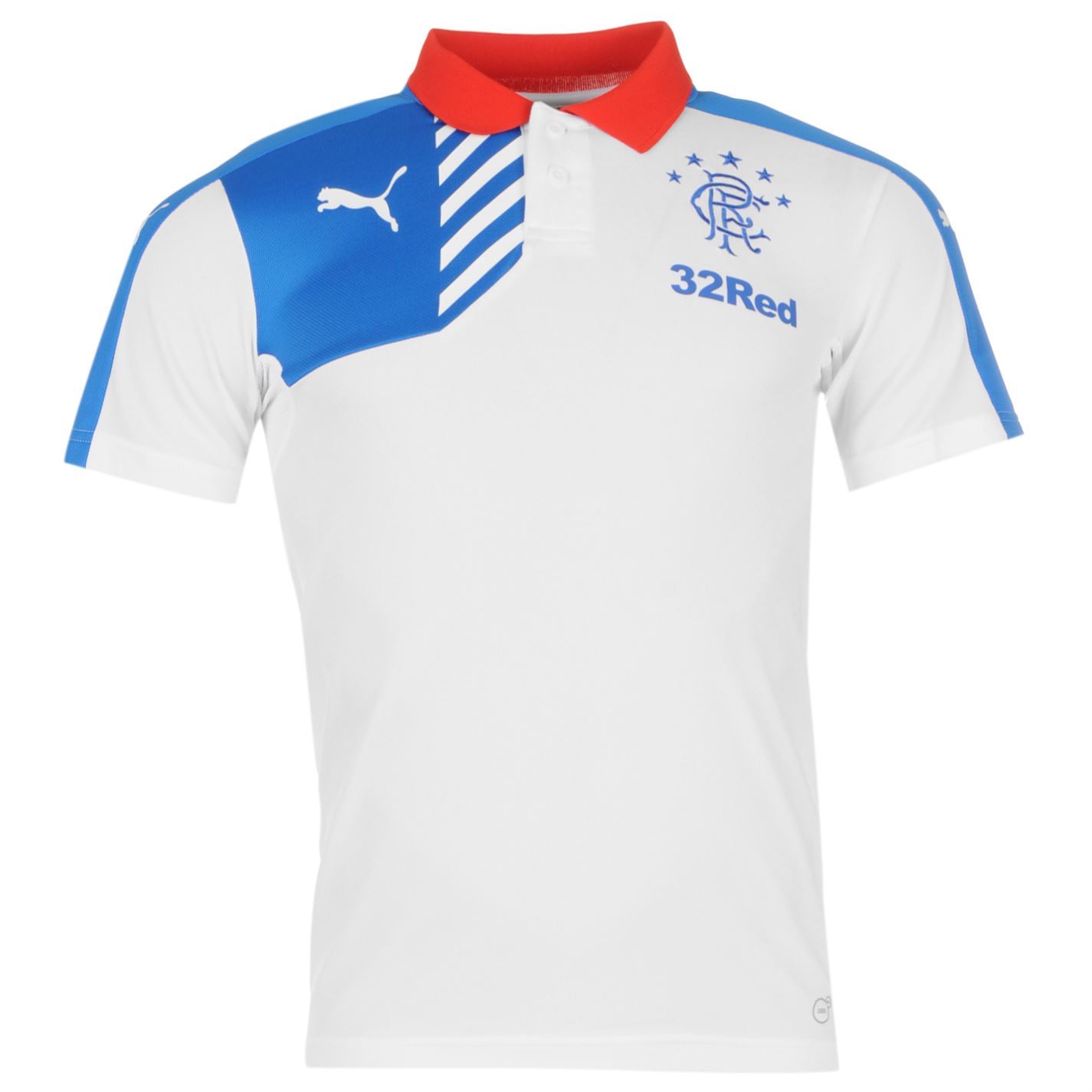 Puma Glasgow Rangers FC Leisure Polo Shirt Mens White/Royal Football