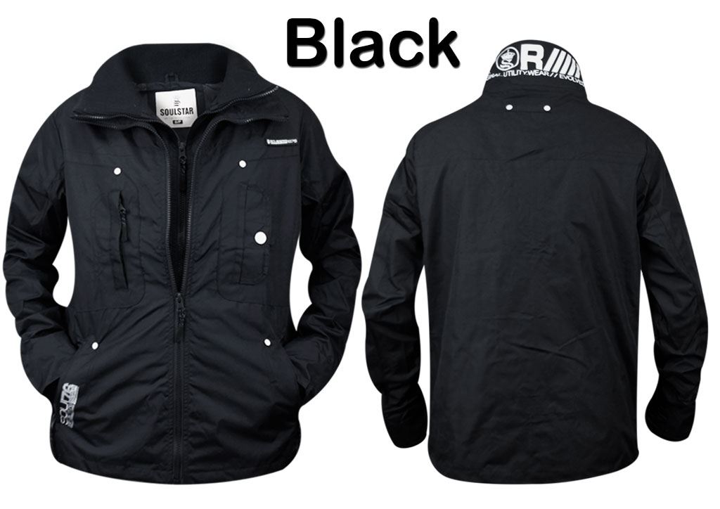 Men SoulStar Funnel Neck Double Zip Lined Multi Pocket Jacket Track Top