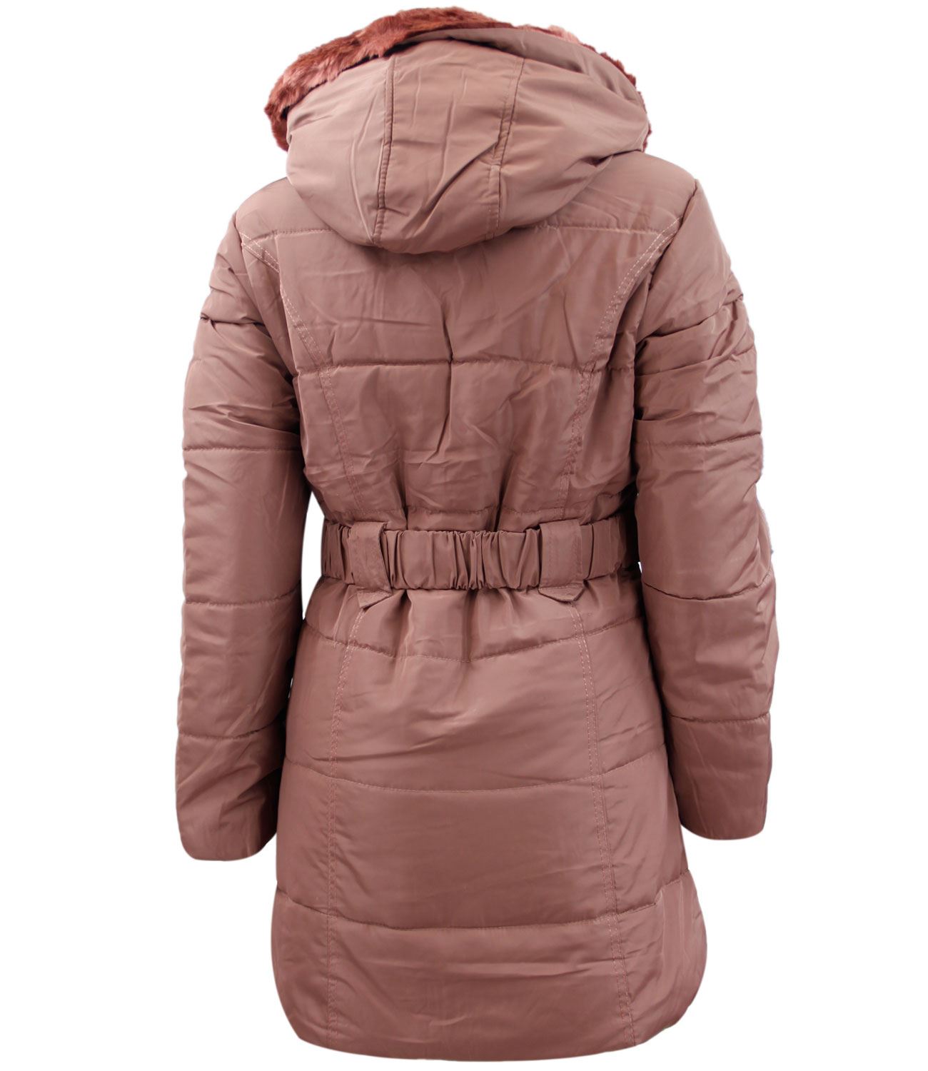 New Ladies Puffer Heavy Padded Women Long Coat Winter Belted Parka
