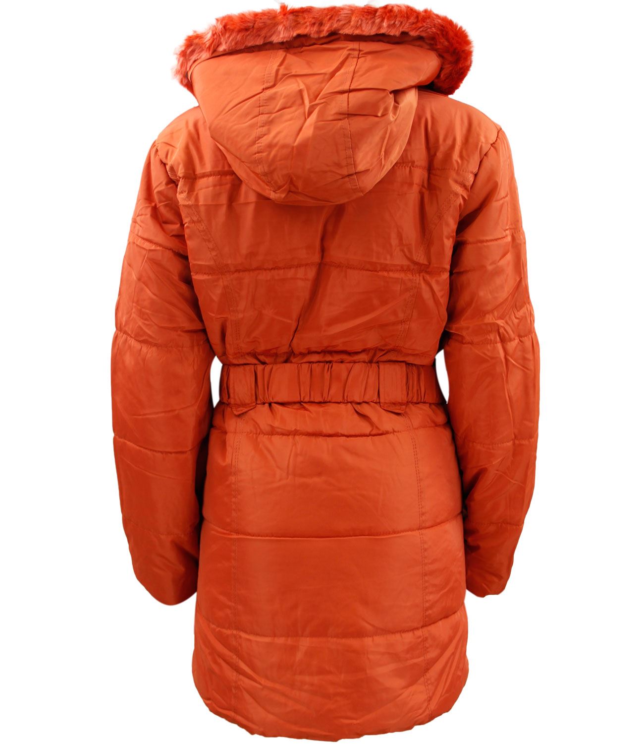 New Ladies Puffer Heavy Padded Women Long Coat Winter Belted Parka