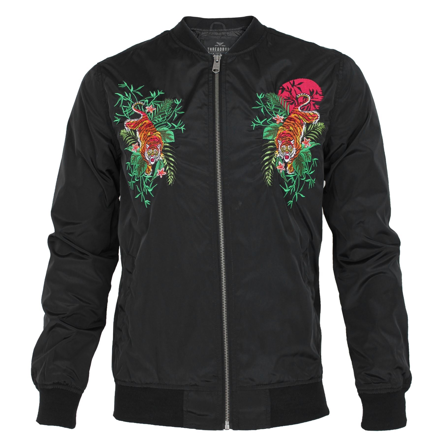 Mens Threadbare Embroided Tiger Thin Japanese Summer Bomber Souvenir