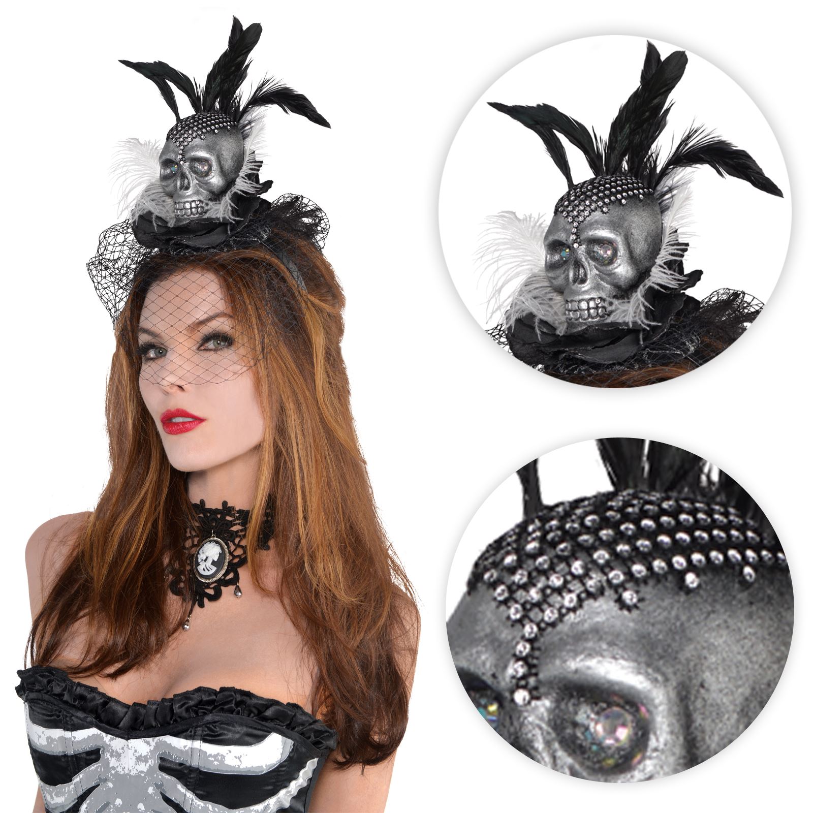 Ladies Gothic Skull Headband Tribal Voodoo Enchantress Halloween Fancy