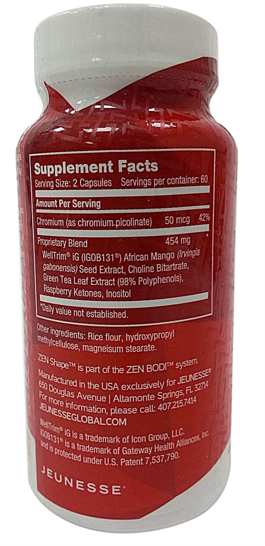 Jeunesse ZEN Shape Weight Loss Supplement (120 Capsules) Choose Pack