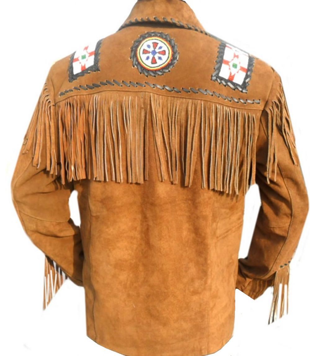 Celebrita X Western Leather Jacket Fringed And Beads For Men Celebrita X Western Leather Jacket Fringed And Beads