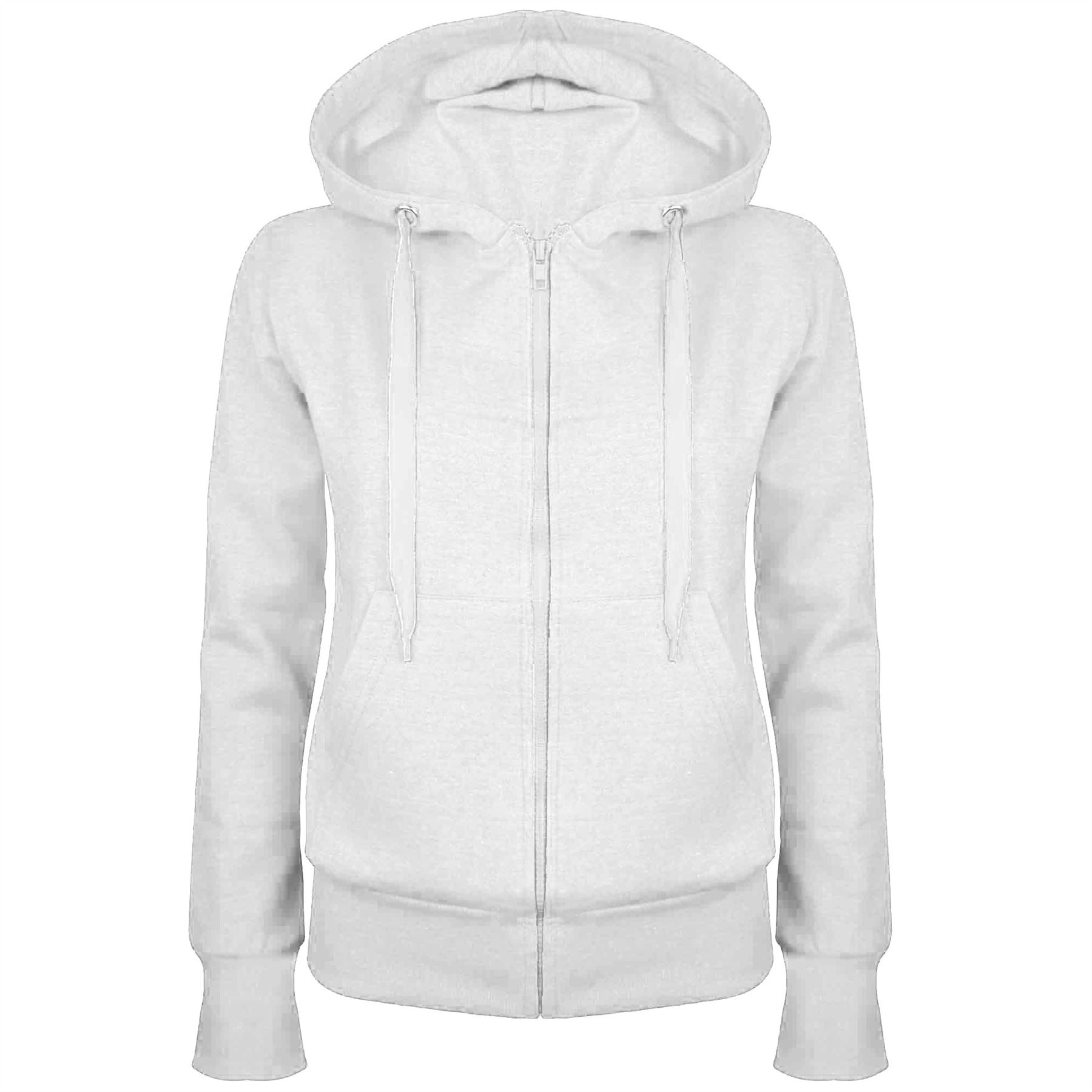 Ladies Plain Hoody Girls Zip Top Womens Hoodies Sweatshirt Jacket