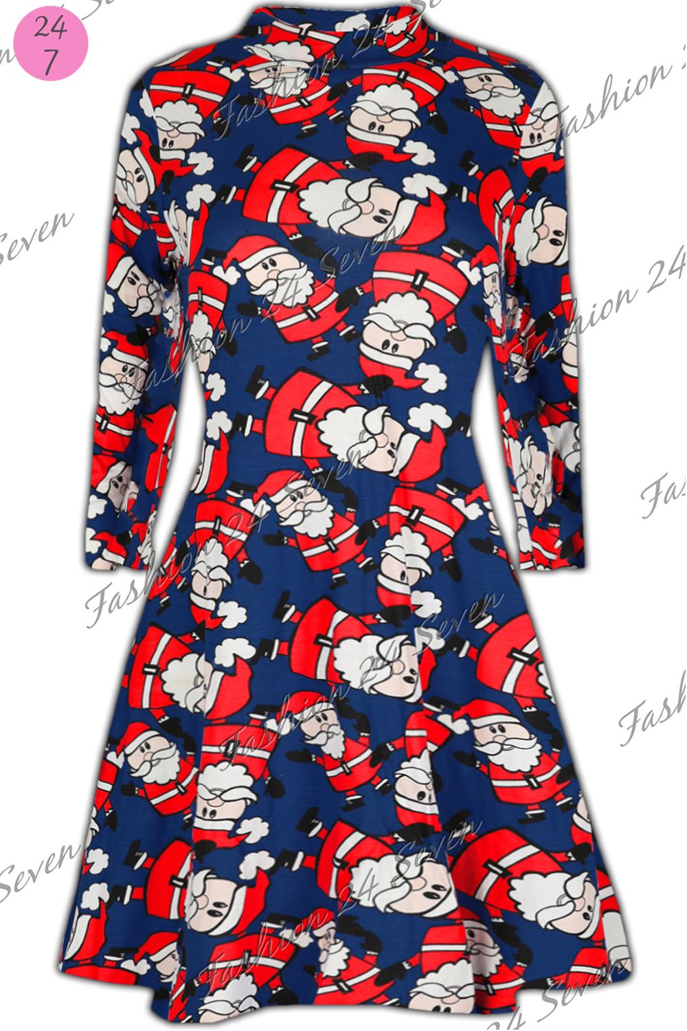 Ladies Xmas Swing Dress Womens Christmas Santa Snowman Reindeer Gift