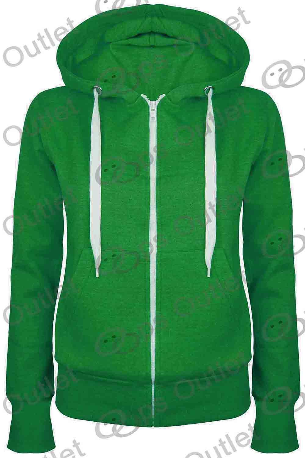 Ladies Plain Hoody Girls Zip Top Womens Hoodies Sweatshirt Jacket