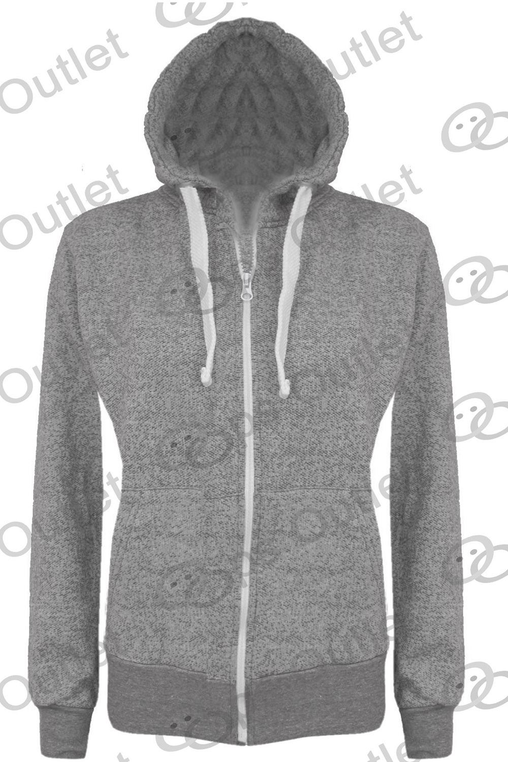 Ladies Plain Hoody Girls Zip Top Womens Hoodies Sweatshirt Jacket Plus Size 6-22 - Picture 31 of 39