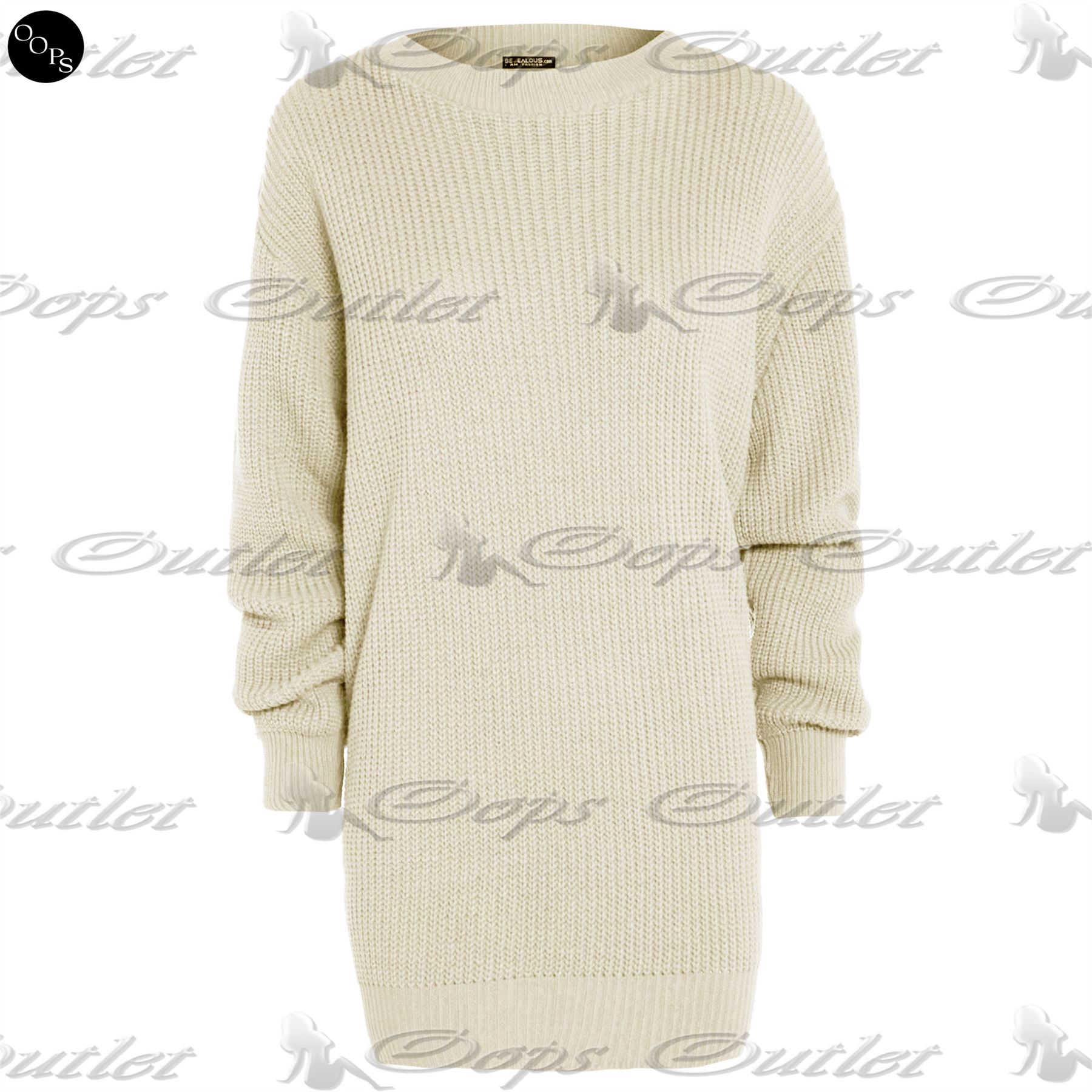 Womens Long Sleeve Oversized Ladies Chunky Knitted Long Sweater Jumper Dress ...