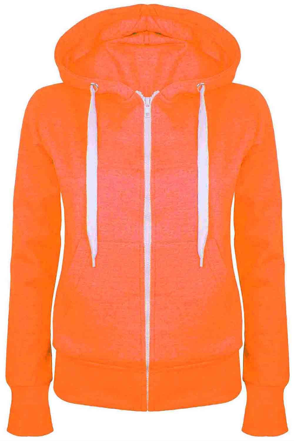 Ladies Plain Hoody Girls Zip Top Womens Hoodies Sweatshirt Jacket Plus Size 6-22 - Picture 37 of 39