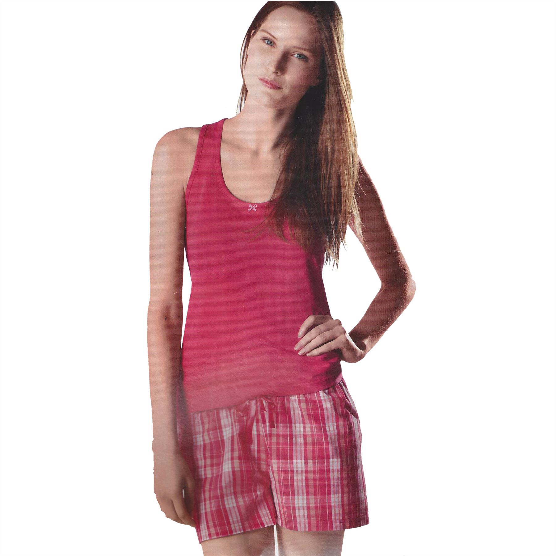 Womens Ladies Camisole Sleeveless Nightwear Nightie Shortie Pyjamas 2 In 1 Set