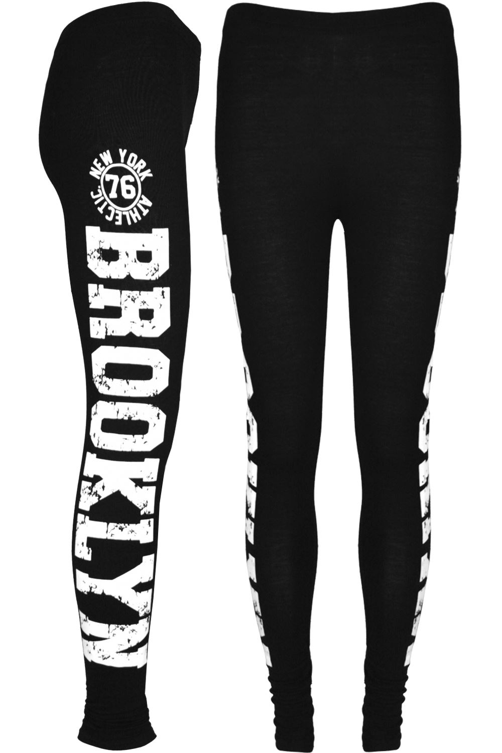 Womens Side Matt Print Leggings Pants Ladies Full Ankle Length Stretchy