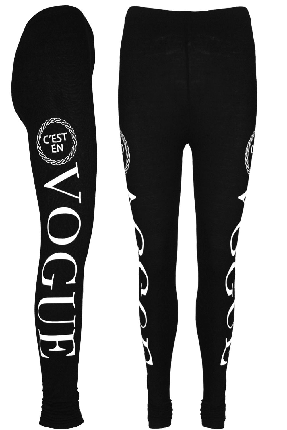 Womens Side Matt Print Leggings Pants Ladies Full Ankle Length Stretchy