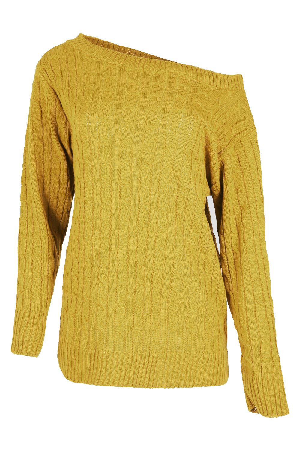Womens Jumpers Baggy Sweater Oversized Winter Cable Knitted Off Shoulder Top ...