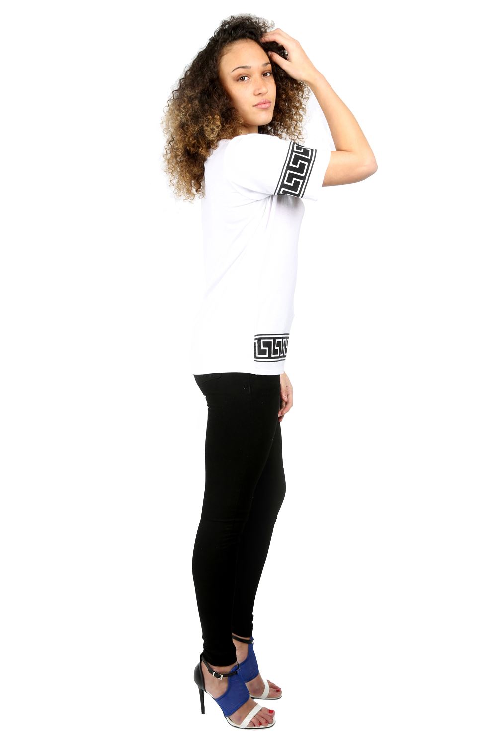 Womens Ladies Oversized Baseball Basketball Plain Maze Print Cap Sleeves T Shirt