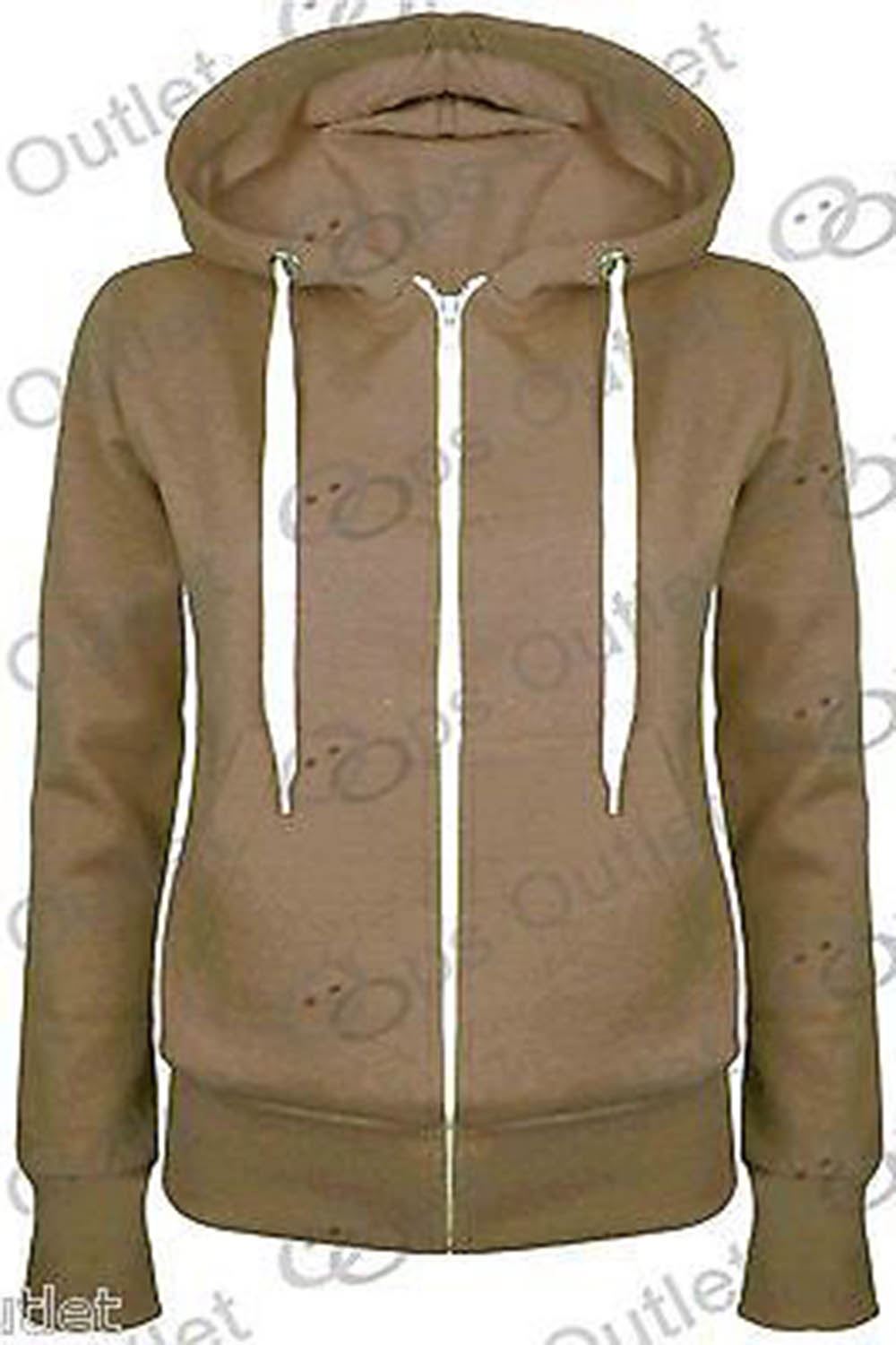Ladies Plain Hoody Girls Zip Top Womens Hoodies Sweatshirt Jacket Plus Size 6-22 - Picture 29 of 39