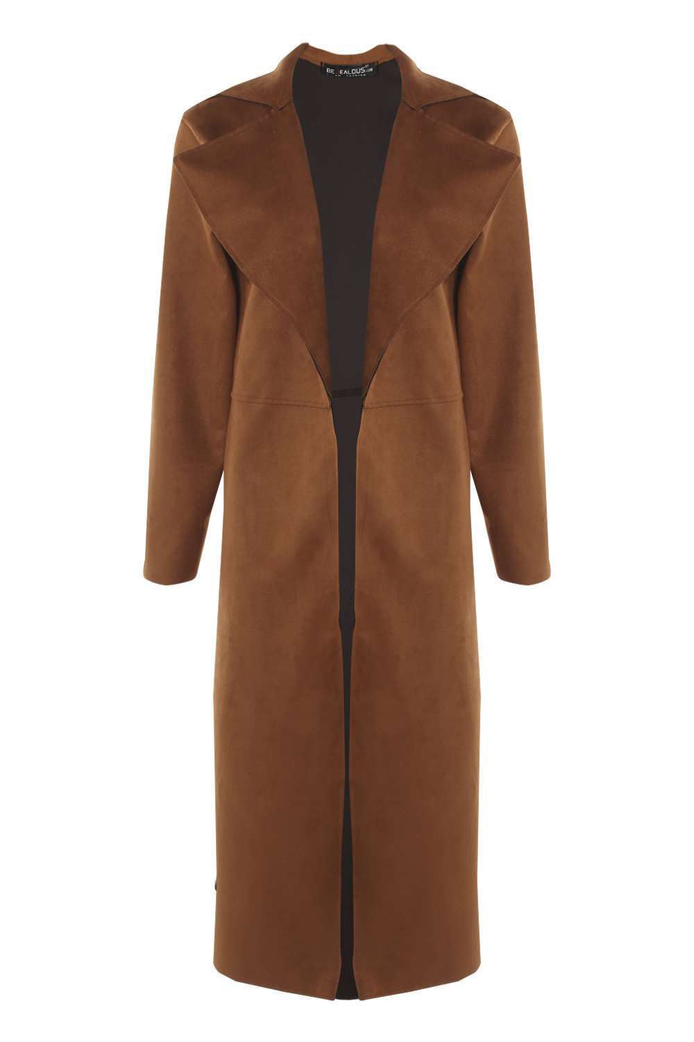 Womens Ladies suede Soft Collared Open Front Suedette Duster Coat Cape