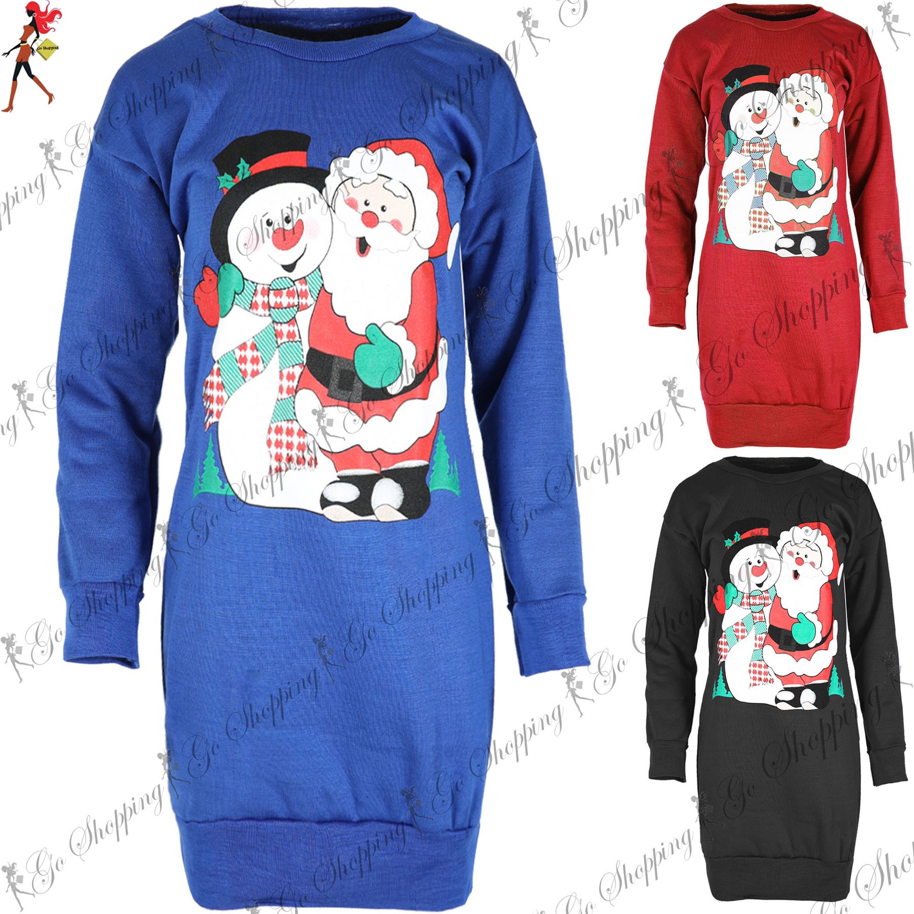 Womens Christmas Jumper Ladies Santa Snowman Knitted Xmas Sweatshirt