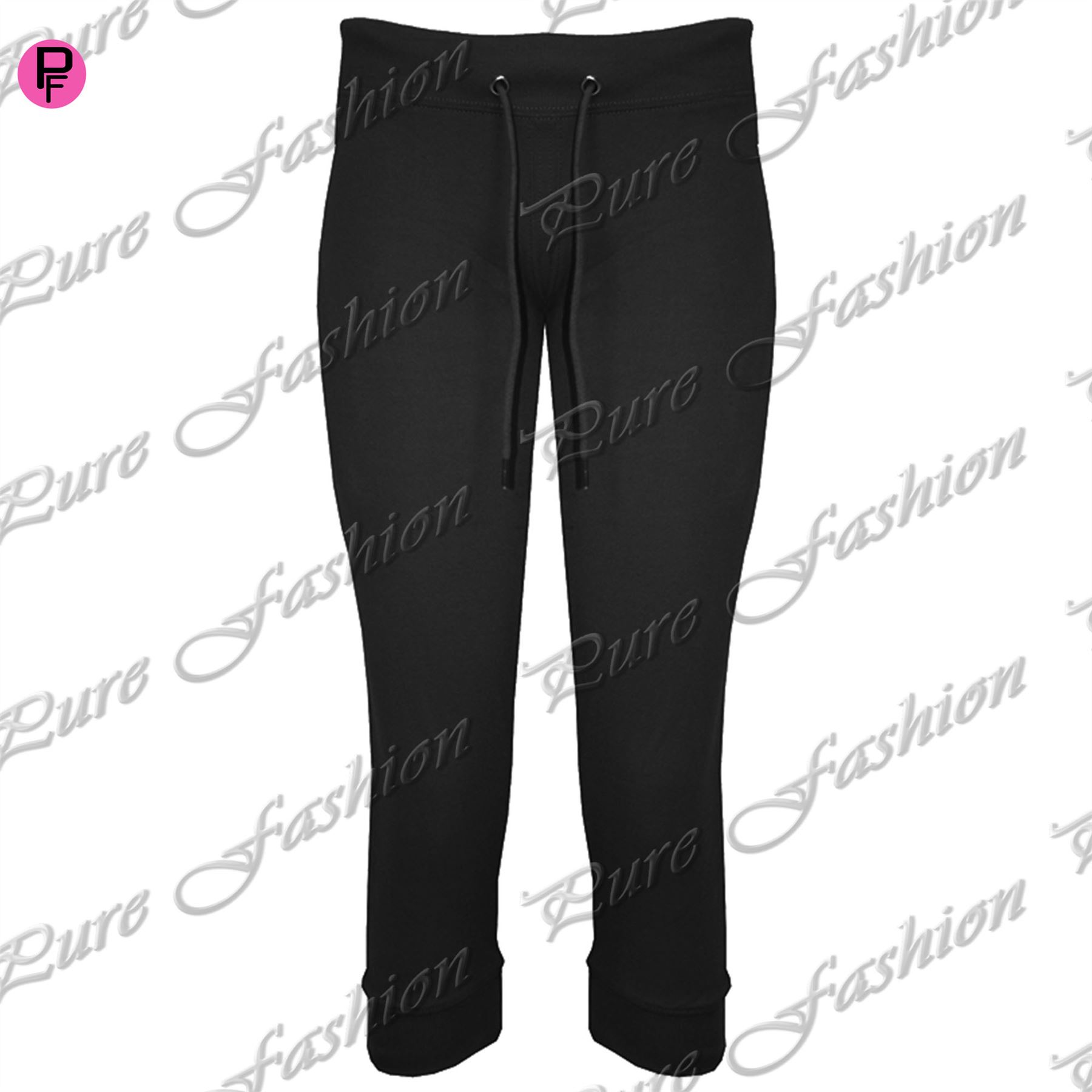 Womens Ladies Gym Jogging Joggers 3/4 Length Track Capri Jog Suit