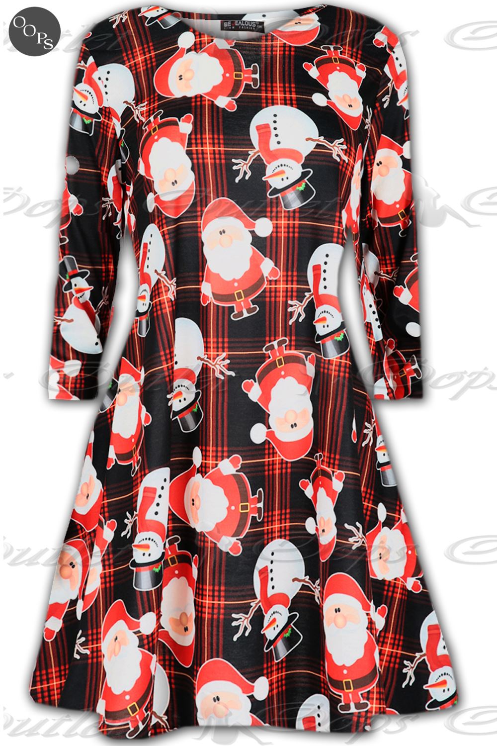 Ladies Christmas Flared Swing Dress Womens Funny Xmas Snowman Santa Top Dress - Picture 9 of 10