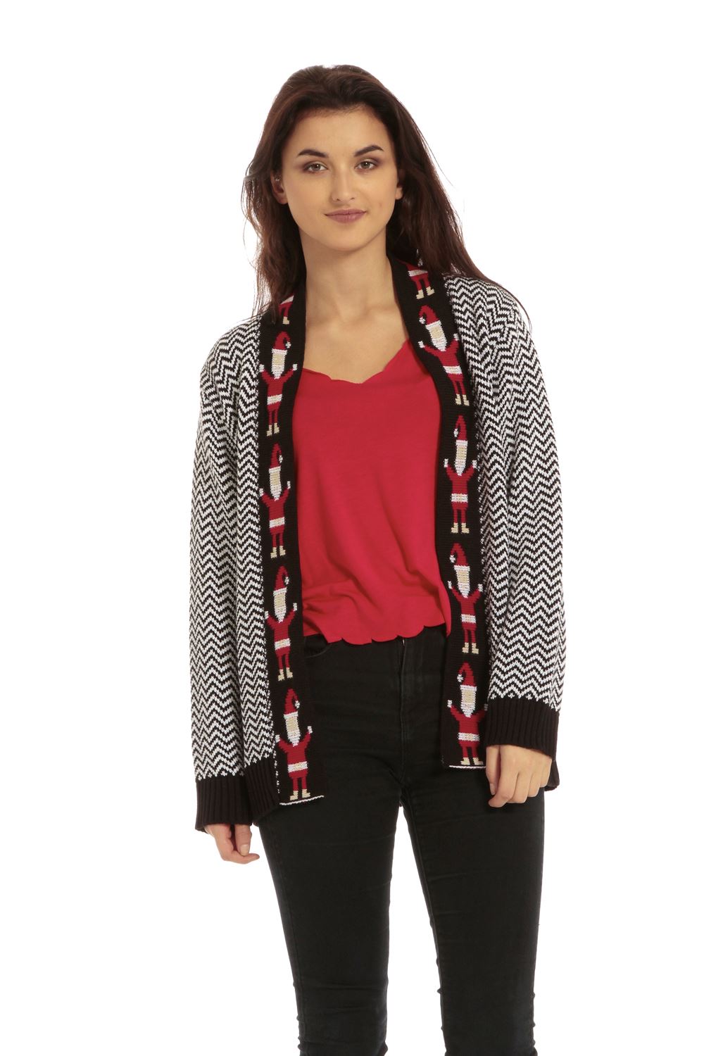 Womens Oversized Baggy Jumper Ladies Christmas Santa Open Boyfriend