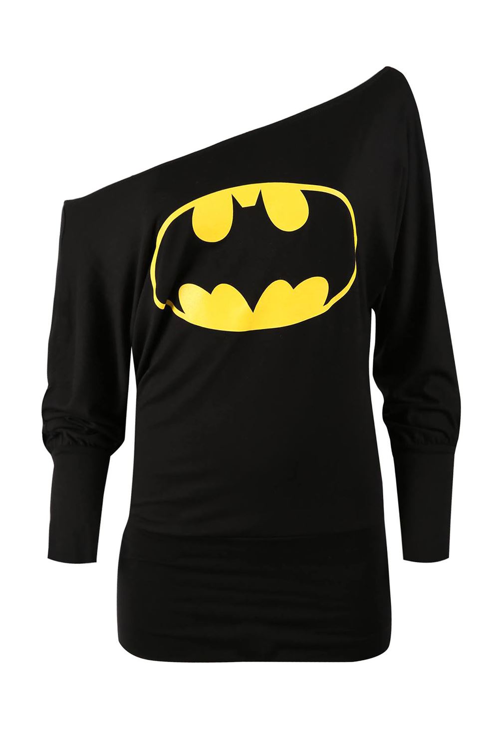 Womens Ladies Superman Batman Comic Hero Long Sleeve Batwing Off