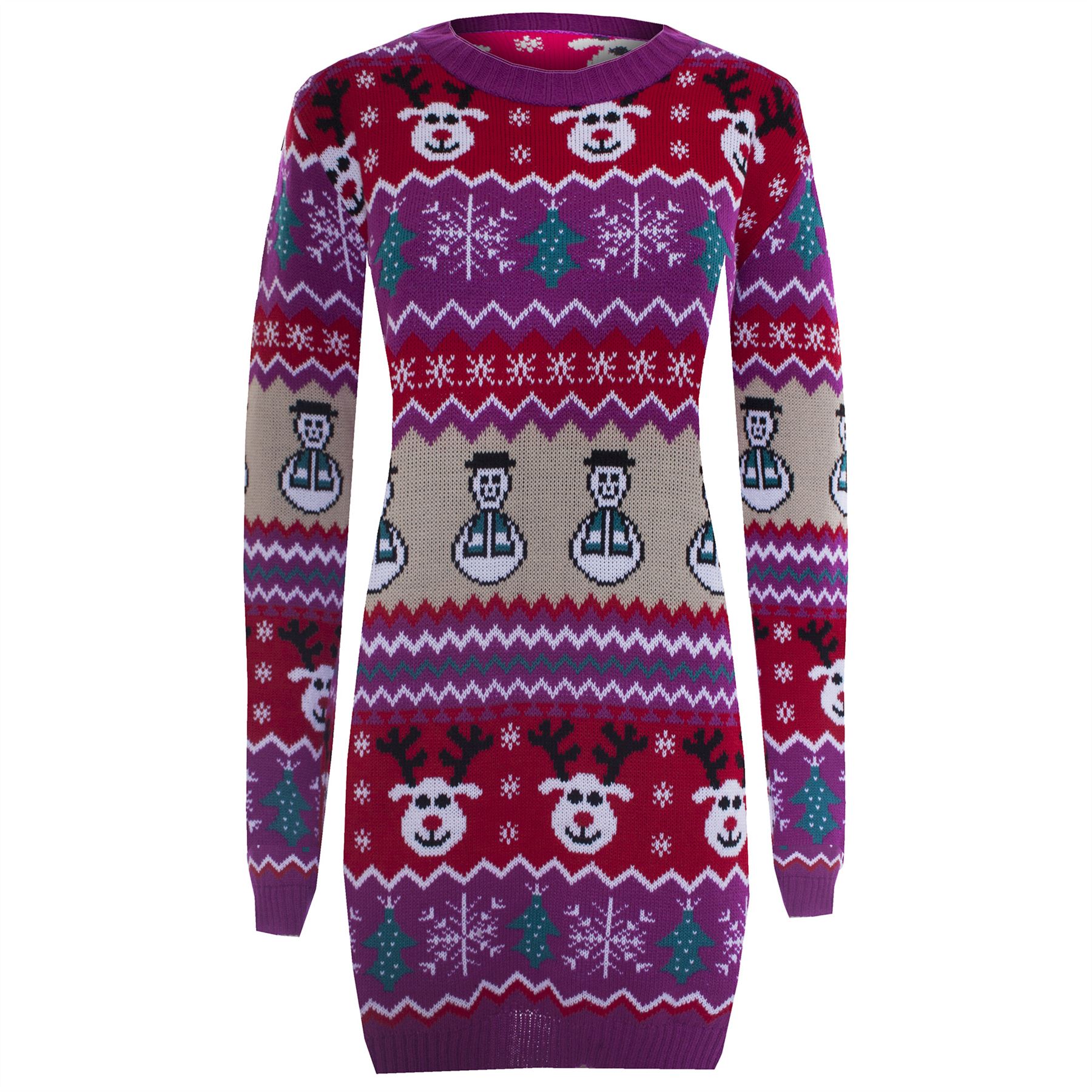 Mens Womens Unisex Knitted Pom Pom Santa Snowman Olaf Christmas Sweater Jumpe...