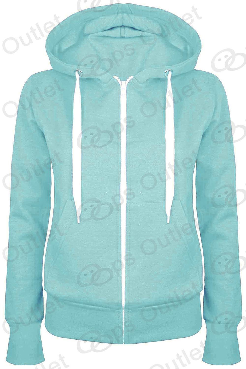 Ladies Plain Hoody Girls Zip Top Womens Hoodies Sweatshirt Jacket Plus Size 6-22 - Picture 25 of 39