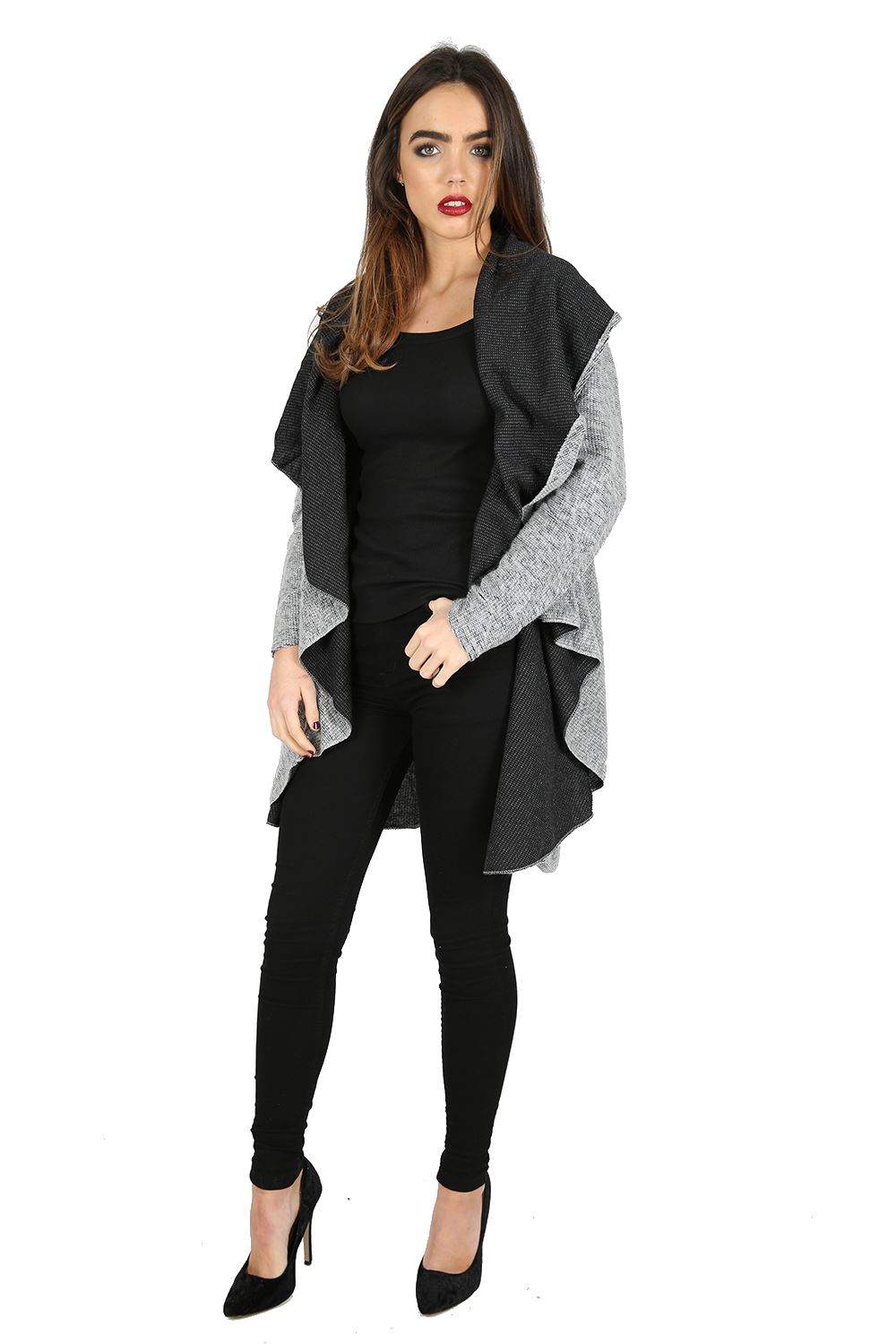 Womens Ladies Oversized Cape Cardigan Baggy Knitted Italian Blazer