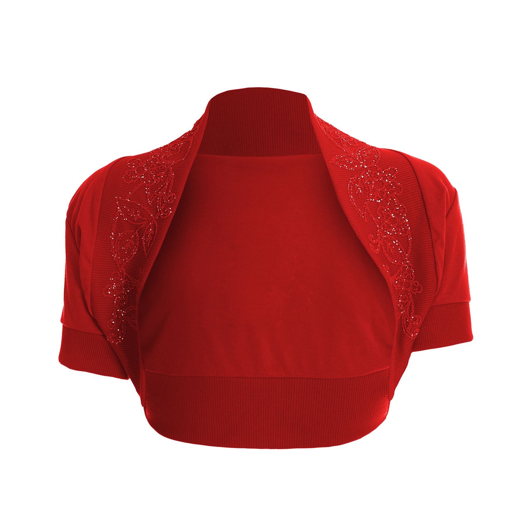 womens cropped short sleeve ladies bolero open beaded sequin shrug red shrugs plus size